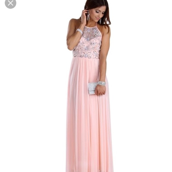 Windsor Dresses & Skirts - Windsor Pink Halter Rhinestone Dress